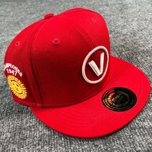 Rings‎ & Crwns Fitted Hat Mens Size 7 Red Campeones 1947 V Logo Flat Bill Cap